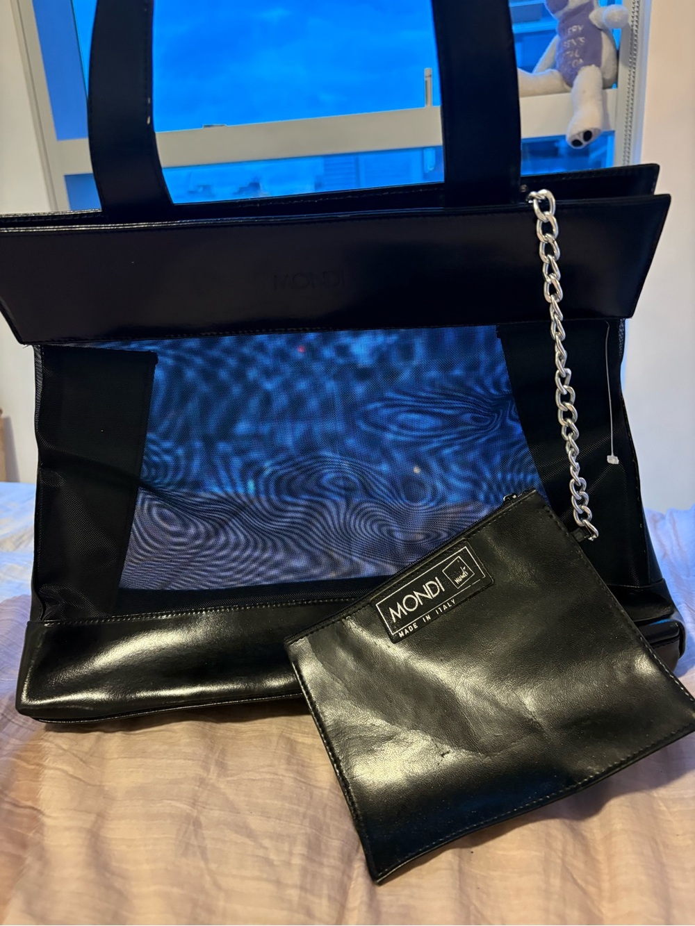 Vintage MONDI Made in Italy Mesh Tote Bag & Detachable Wristlet Pouch